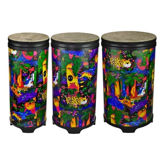 Remo DP-25TU-01 Kids Percussion Tubano, Nested Set, 10" X 24.50", 12" X 24.50", 14" X 24.50",   Fliptop replaceable drumhead, Rain Forest finish
