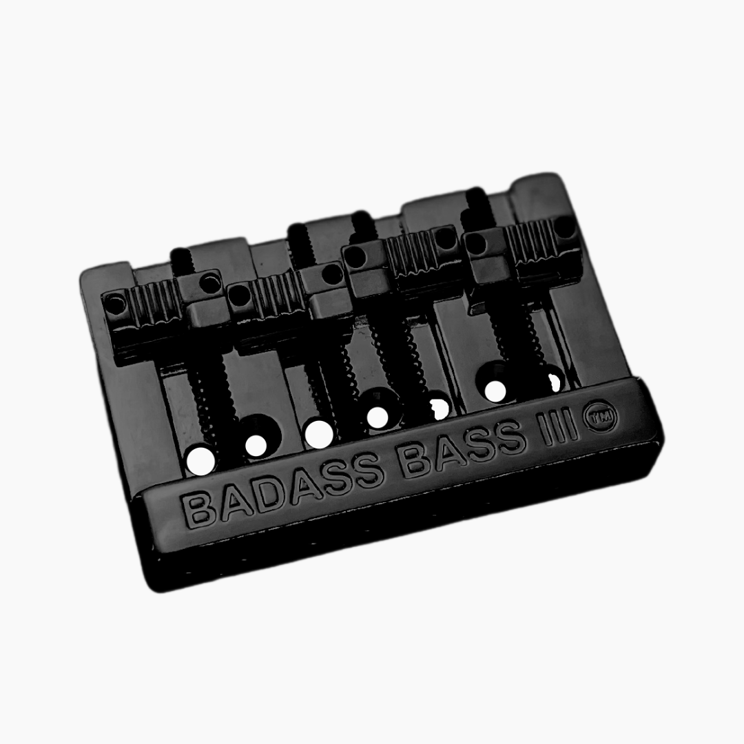 Allparts BB-3343-003 - Leo Quan® Badass III™ 4-String Bass Bridge - Grooved Saddles, Black