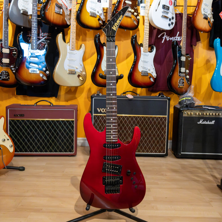 Kramer - MIJ- Early 90's , Pacer Custom 1 (HSS) Candy Apple Red  w/ Hard Shell Case - (1990-91 )- USED