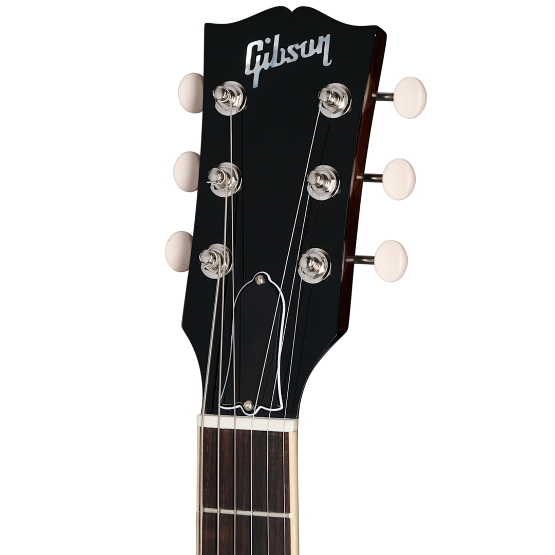 Gibson ES-330. Fully hollow thinline archtop body with no center block. Laminated maple top, back, and sides. Mahogany neck, rosewood fingerboard, 22 frets. P-90 dog-ear pickups. Trapeze tailpiece. Vintage styling. Includes hardshell case.