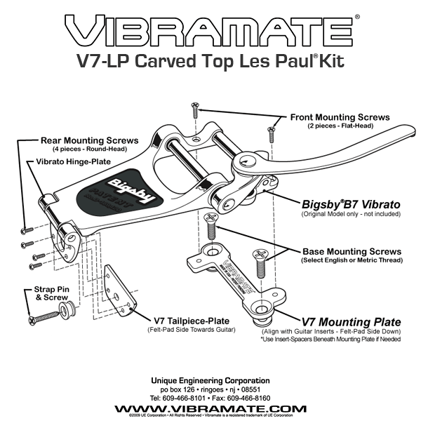 Allparts TP-3770 Vibramate® V7 for Bigsby® and Gibson® Les Paul® Gold