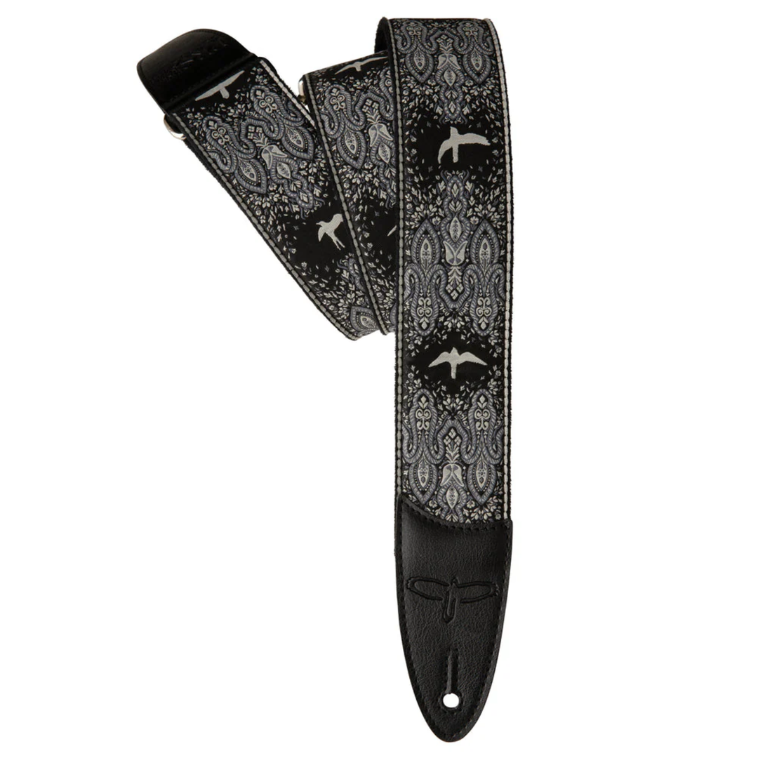 PRS 2" Guitar Strap Custom Jacquard Birds Fleur - Charcoal