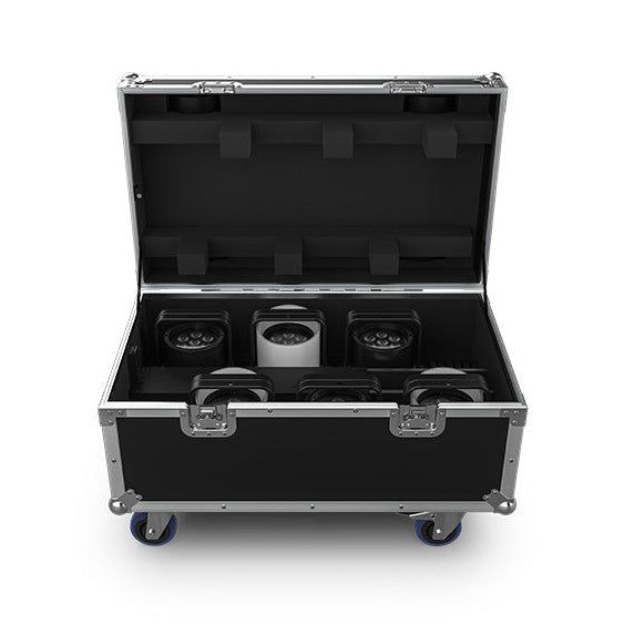 Chauvet Pro WELL-POD2X6 Kit of (6) battery-operated black IP65 rated batten style fixtures in charging case with RF remote