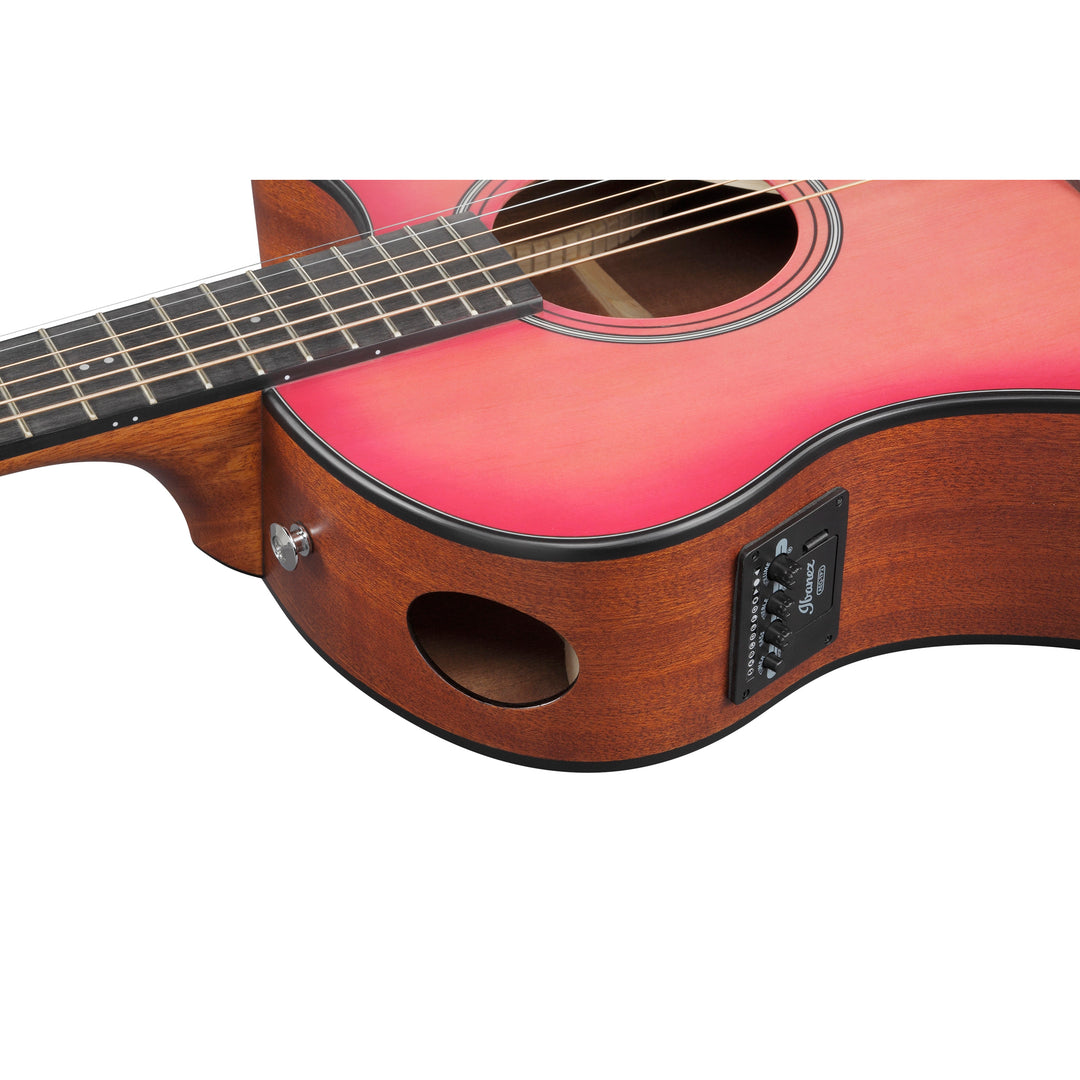 Ibanez AAM50CECRO Acoustic/Electric Guitar - Coral Red Burst Open Pore Top, Natural Open Pore Back and Sides