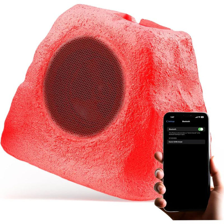 Gemini GHRK-500LTMS Rechargeable Bluetooth® Outdoor Solar Rock LED Speaker w/ Multilink