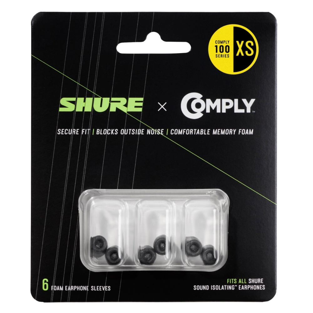 Shure EACYF1-6XS X-Small Foam Sleeves(6 Pack) for Shure Earphones - Black