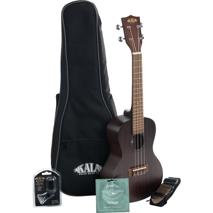 Kala Spruce Top Concert No Binding Bundle w/ Bag, Tuner, Strap & Strings