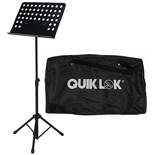 Quiklok MS330 Sheet Music stand with perforated metal desk, bag