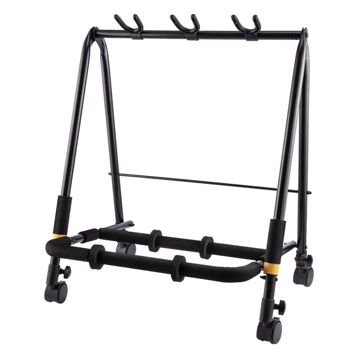 Hercules GS523BPLUS 3 Piece Multiple Guitar Stand with Casters (Black)