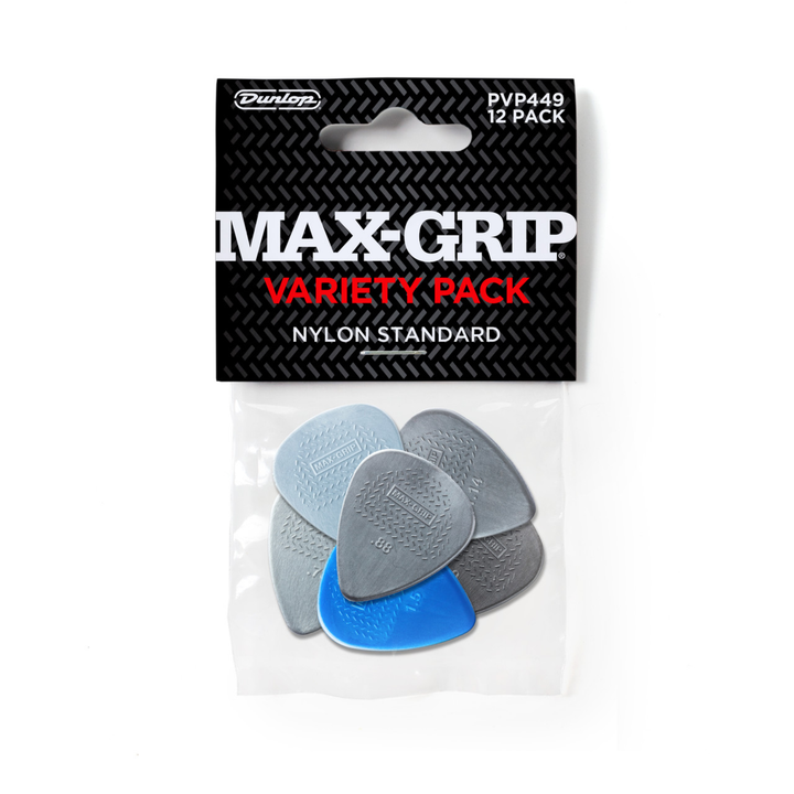 Dunlop PVP449 Max-Grip Nylon Standard Pick Variety Pack – 12 Pack