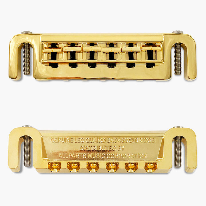 Allparts GB-3347-M02 Leo Quan® Badass Wraparound™ Guitar Bridge with Metric Locking Studs - Gold