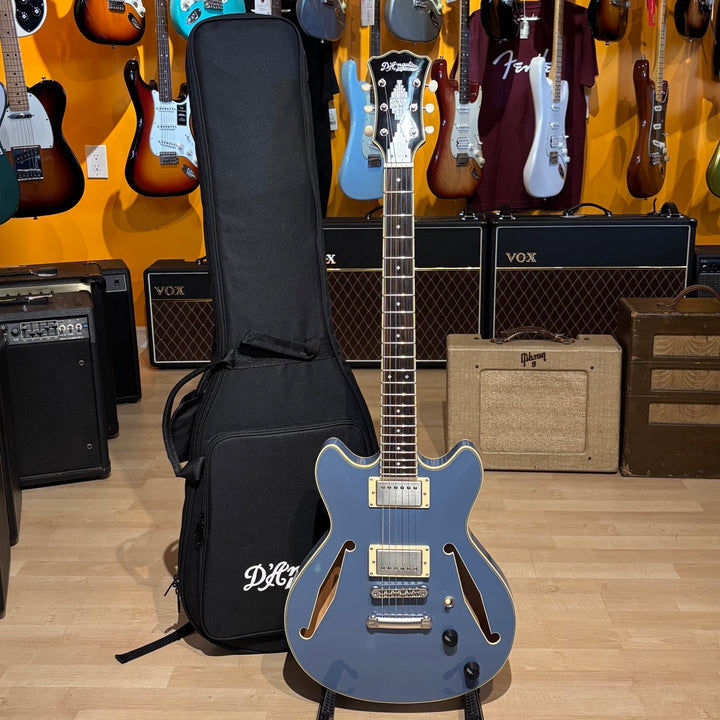 D'Angelico - Excel DC MINI Tour HH Semi Hollowbody  w/ D'Angelico Gig Bag (Slate Blue -2022)  - USED