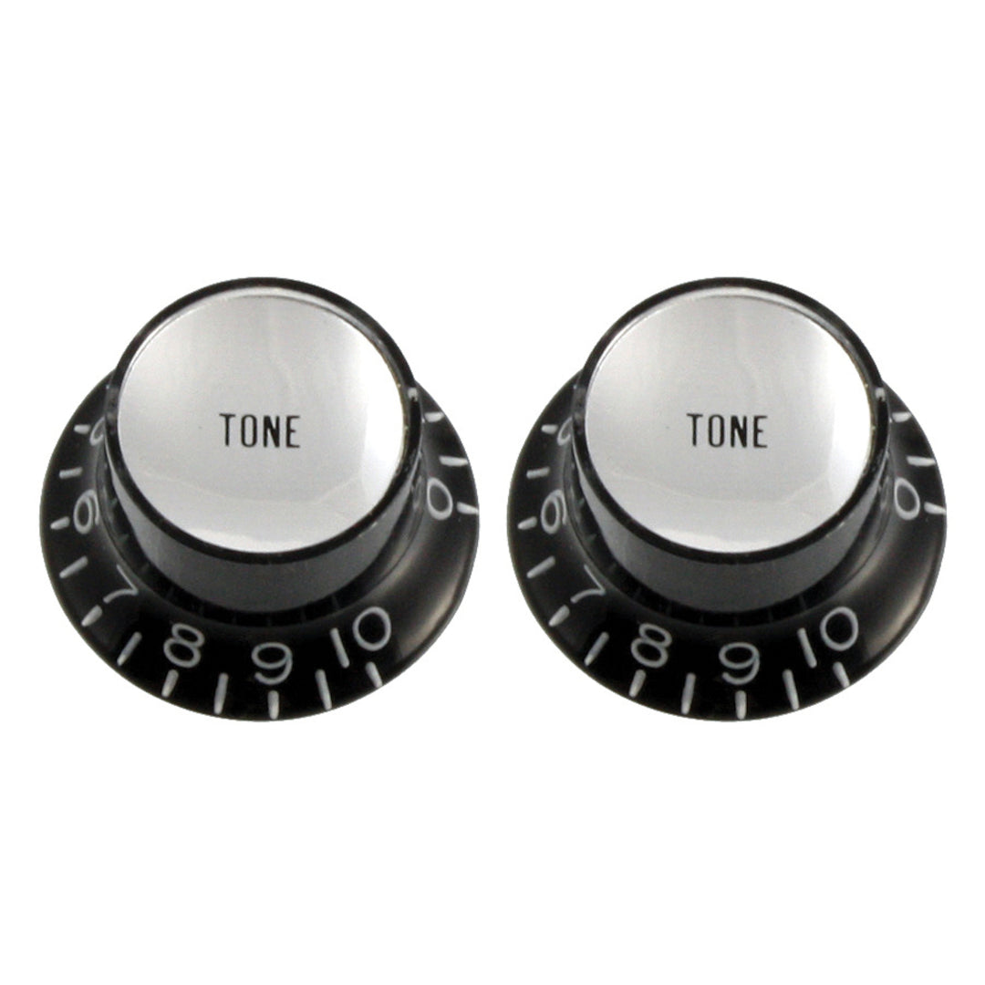 Allparts PK-0182-B23 Black Tone Reflector Knobs - 50 Piece Bulk Pack