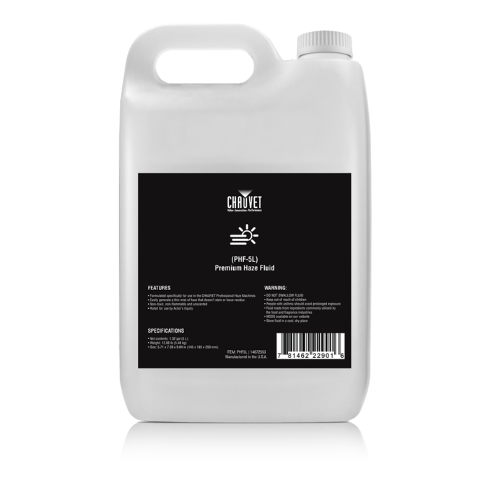 Chauvet Professional PHF5L Premium Haze Fluid in 5L format for Amhaze