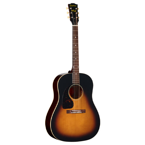 Left-handed 1942 Banner J-45 reissue acoustic/electric with hardshell case in Vintage Sunburst.