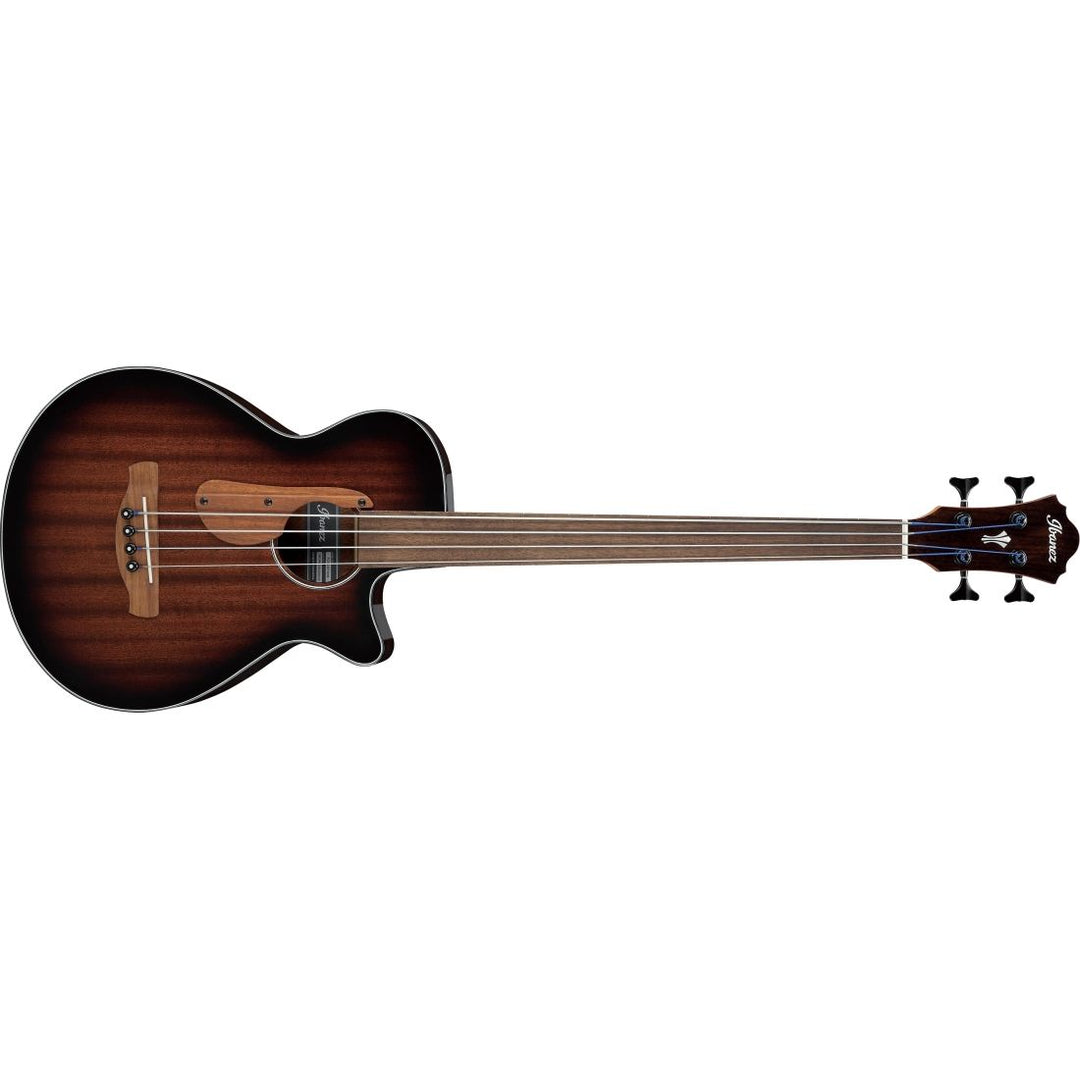Ibanez AEGB24FEMHS Acoustic/Electric Fretless Bass Guitar - Mahogany Sunburst