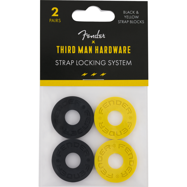 Fender Strap Blocks Third Man Records -  2 x Black and 2 x Yellow