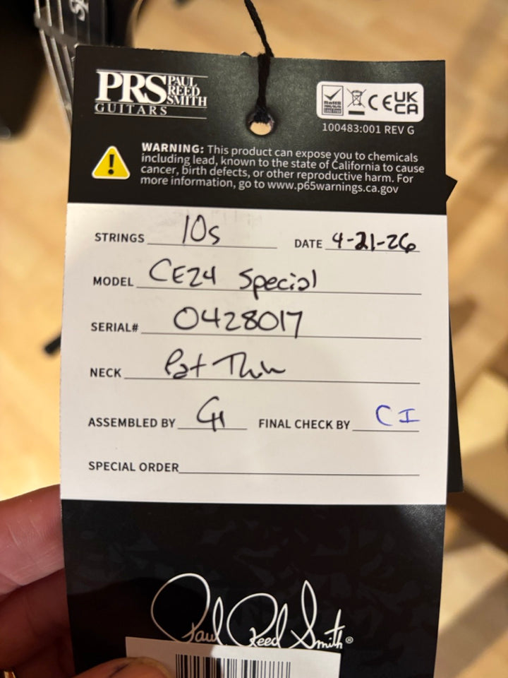PRS CE24 Special w/ Black Satin Neck - Sprayer’s Choice (Blue-Green Colourshift Metallic Sparkle)