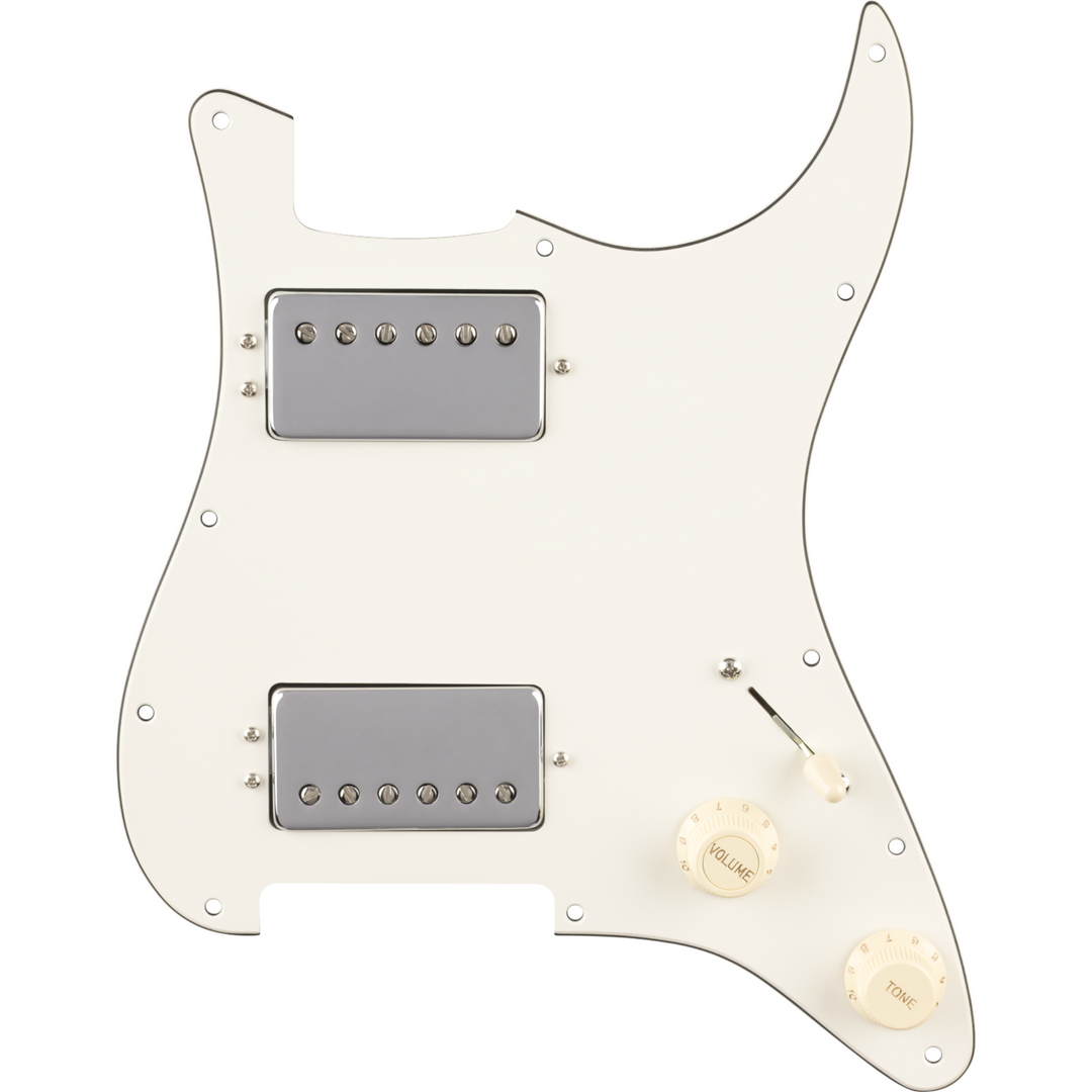 Fender Pre-Wired Strat® Pickguard -  Quadra Tap™ HH -  Parchment 11 Hole PG