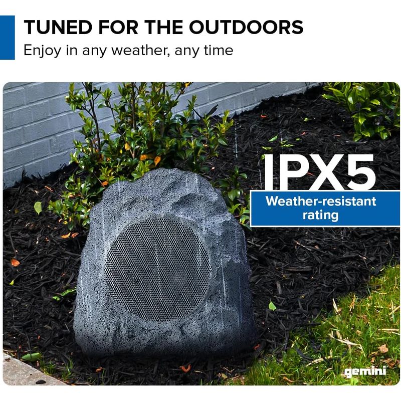 Gemini GHRK-400-PR Pair of 4" Rechargeable Bluetooth Outdoor Rock Speakers w/ TWS Linking