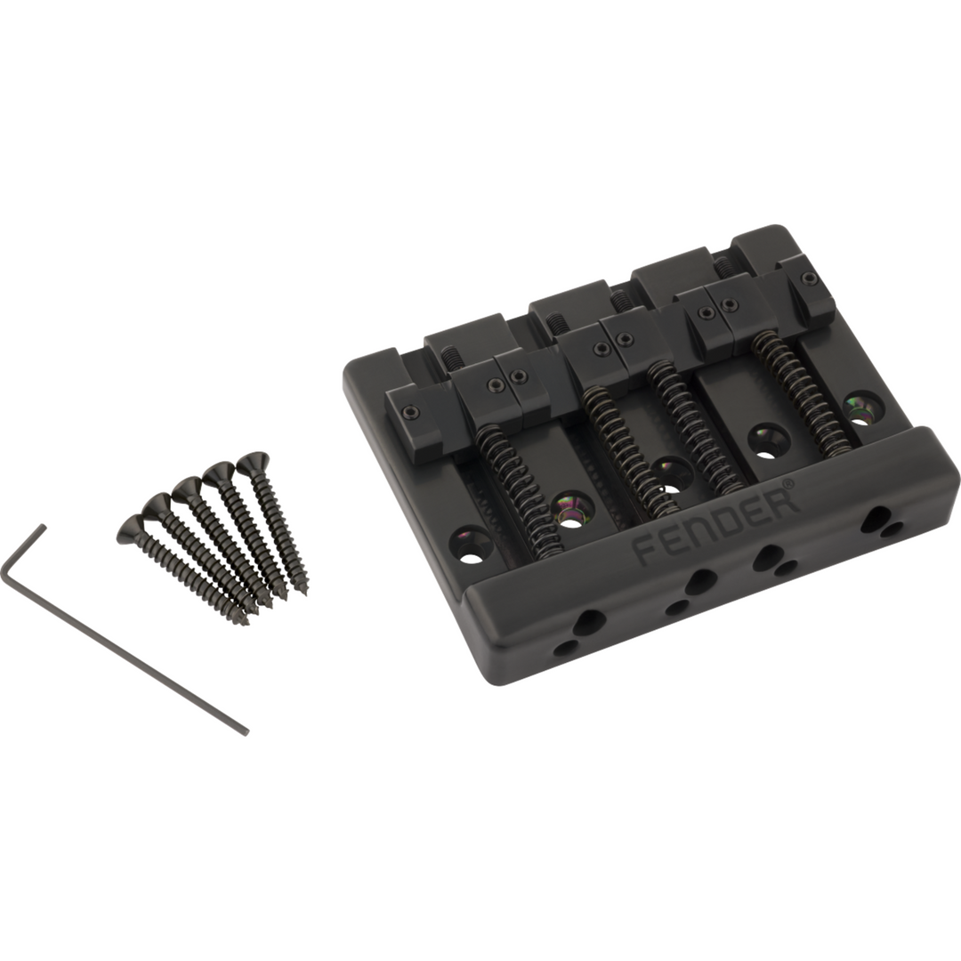 Fender ® HiMass™ 4-String Bass Bridge Assembly With Brass Saddles -  Black