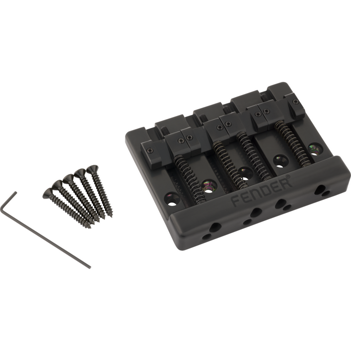 Fender ® HiMass™ 4-String Bass Bridge Assembly With Brass Saddles -  Black