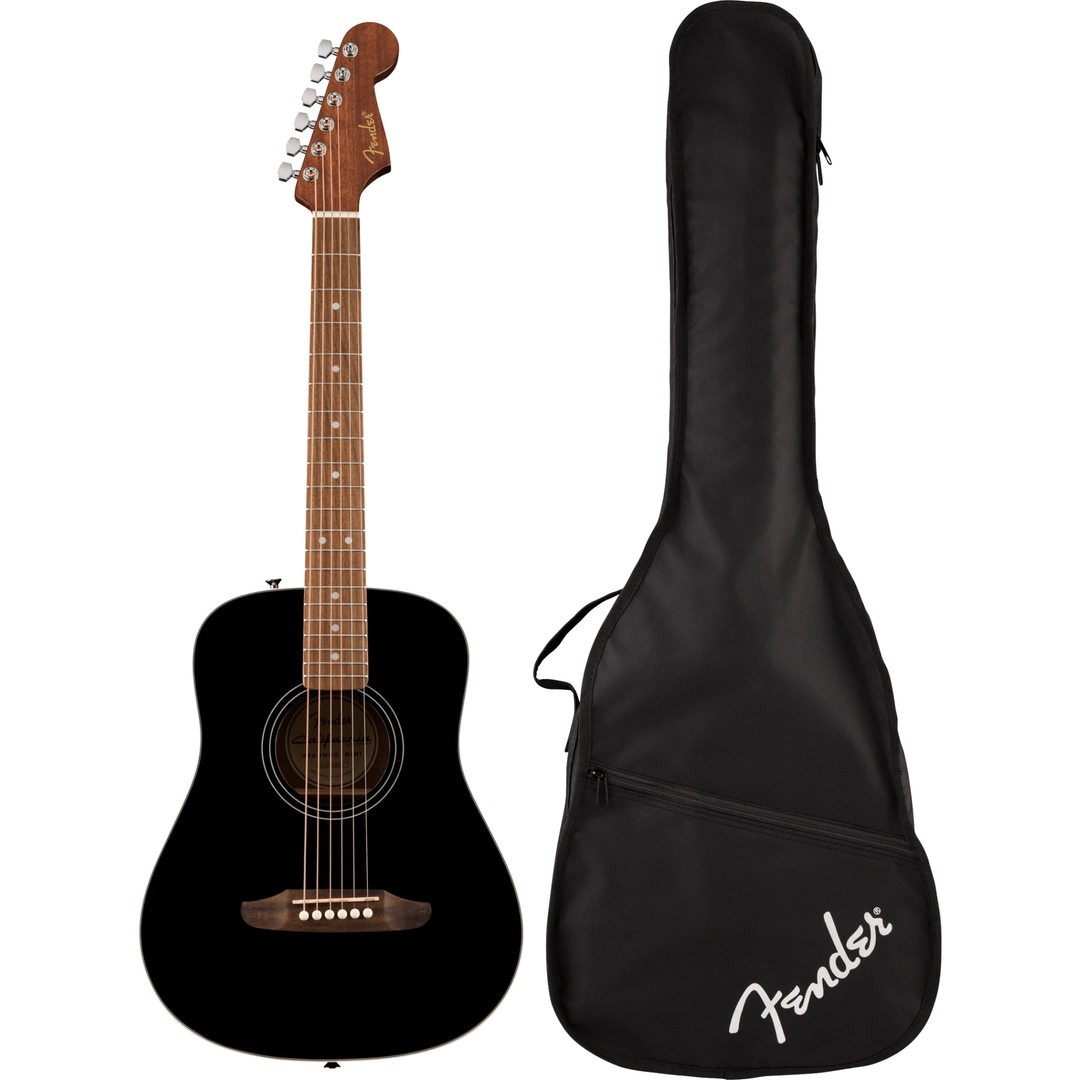 Fender CALIFORNIA STANDARD REDONDO MINI Acoustic Guitar With Gig Bag (Black)