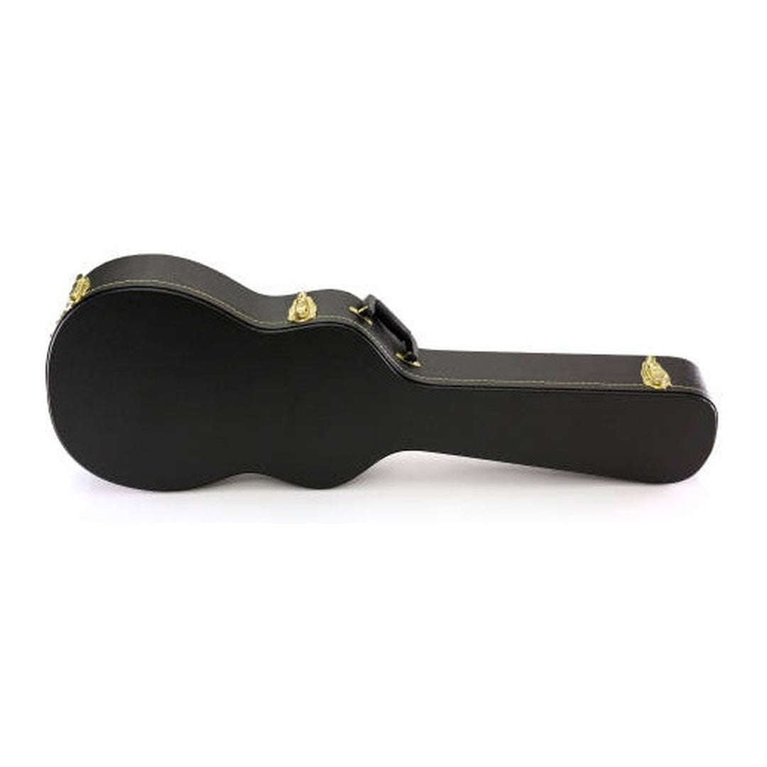 Yorkville hardshell electric guitar case designed specifically for the Epiphone ES-339 and similar thinline semi-hollow body electric guitars. Five-ply cross-laminate wood construction with heavy-duty vinyl covering, plush interior lining, large accessory compartments, all-metal locking fasteners, and heavy-duty molded handles.