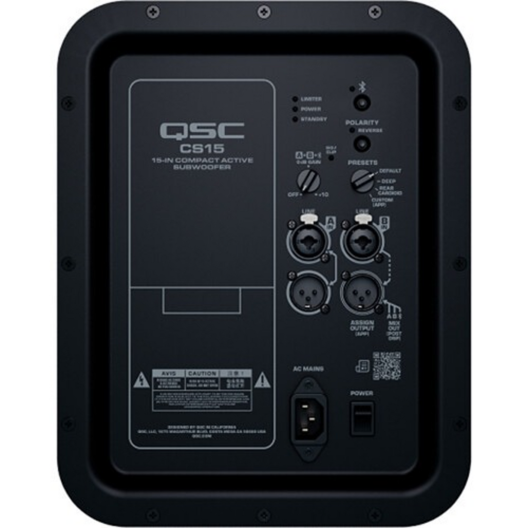 QSC CS15 15 Inch  2600W Compact Active Subwoofer w/ Bluetooth