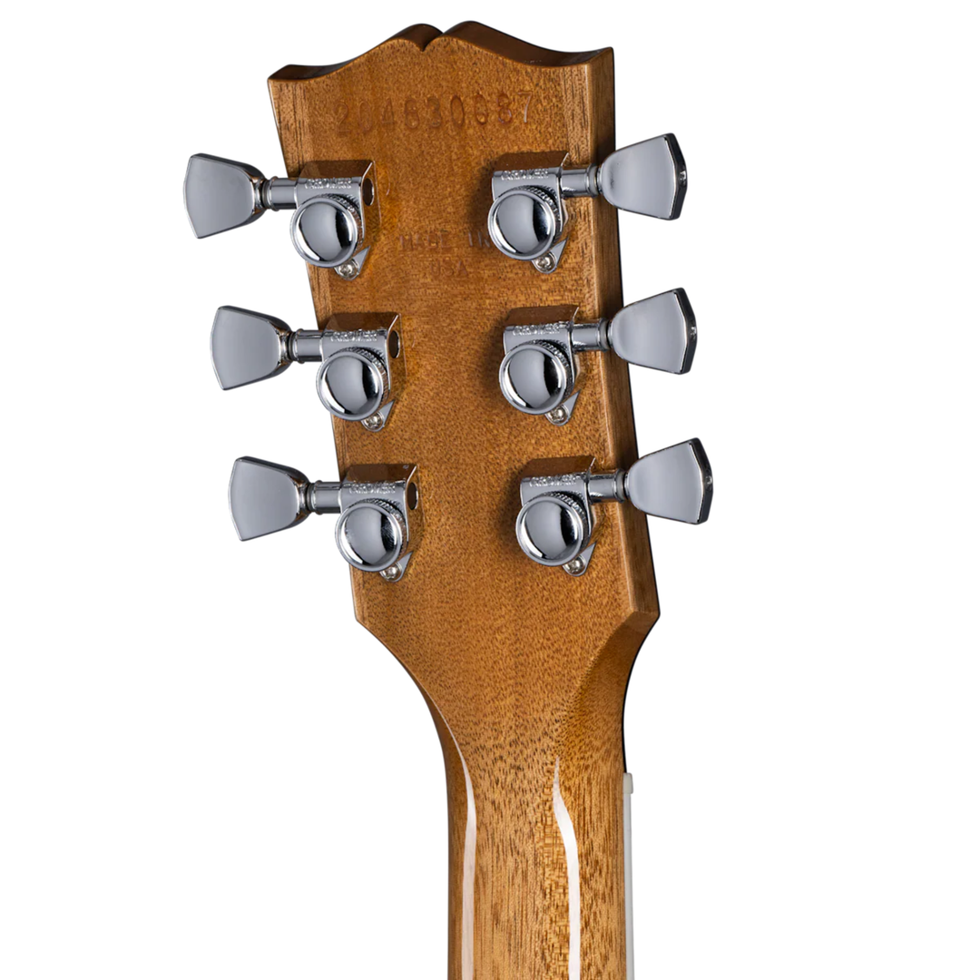 Gibson Les Paul Modern Figured. Ultra-Modern weight-relieved mahogany body with carved figured maple top. Asymmetrical SlimTaper mahogany neck. Compound radius ebony fretboard with 22 frets. Burstbucker Pro humbuckers with push/pull coil tap. Modern Contoured Heel for exceptional upper-fret access. Grover Rotomatic tuners. Includes hardshell case.
