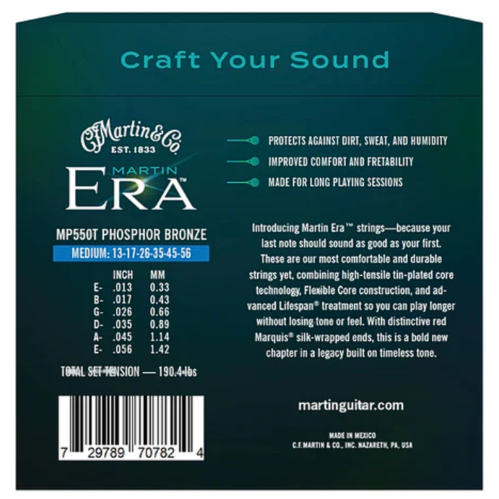 Martin Era MP550T Treated Acoustic Guitar Strings Medium 13-56