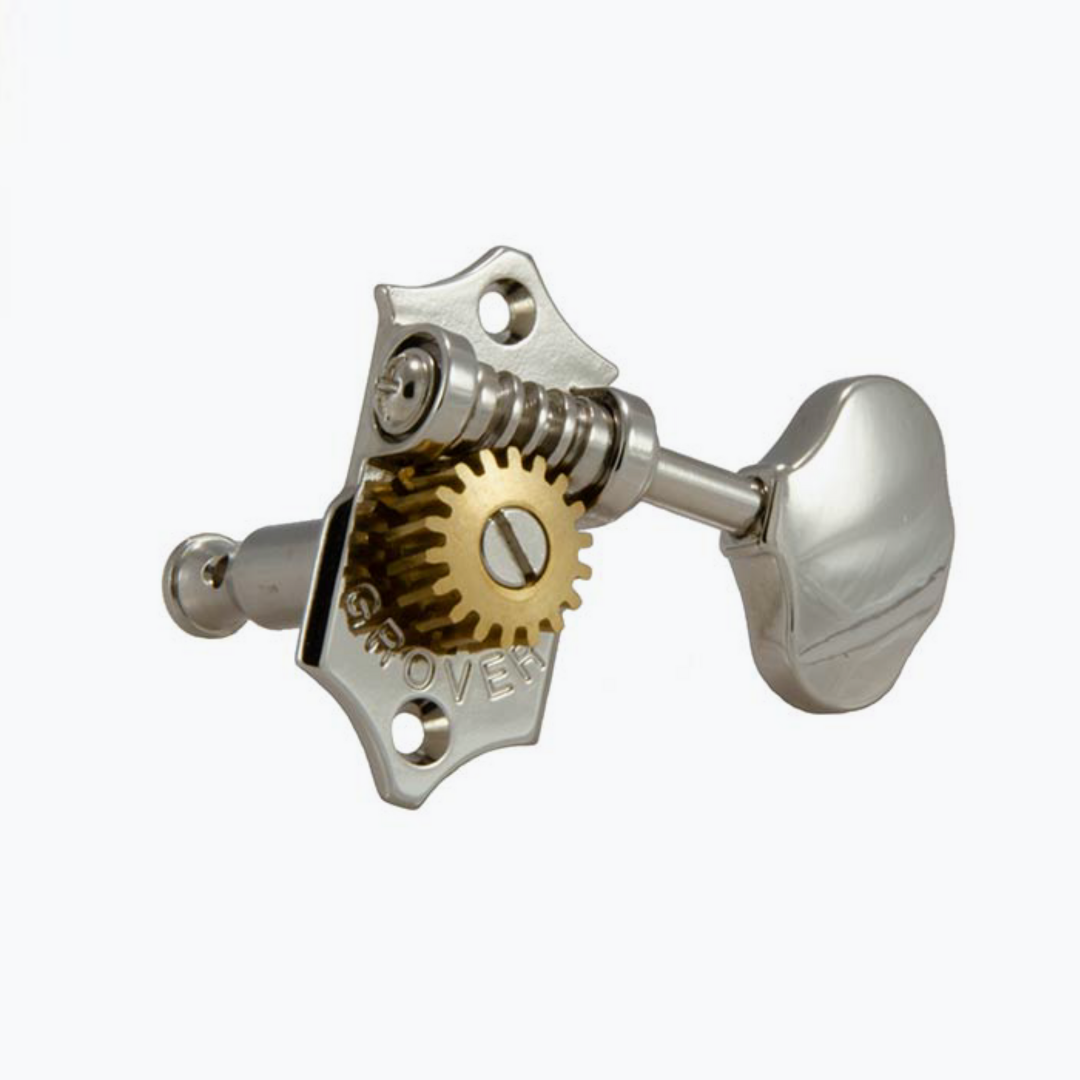 Allparts TK-7918 Grover® V97-18NA 3x3 Sta-Tite Keys with Scalloped Buttons Nickel