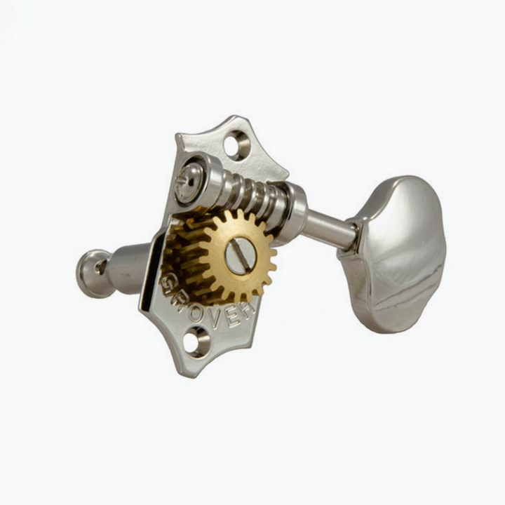 Allparts TK-7918 Grover® V97-18NA 3x3 Sta-Tite Keys with Scalloped Buttons Nickel