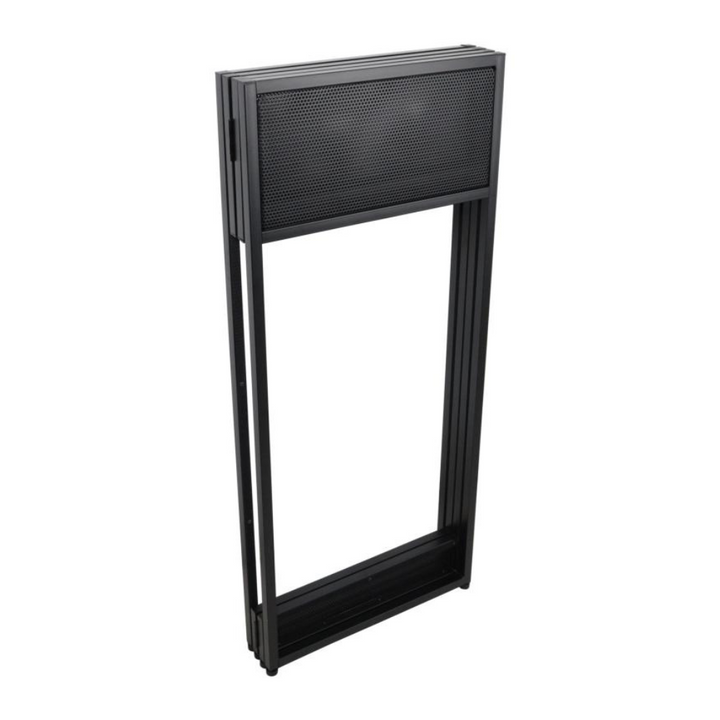 ProX XF-VISTA BL VISTA Black DJ Booth Facade Table Station with White/Black Scrim Kit and Padded Travel Bag