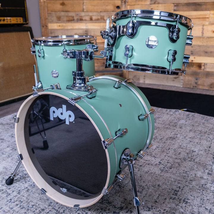 PDP Concept Maple Finish Ply CM Bop Kit Shell Pack w/ Chrome Hardware (14x18 w/ BDM, 8x12, 14x14FT) - Satin Seafoam