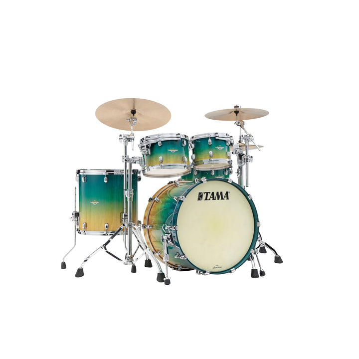 Tama Starclassic Maple 4-Piece Shell Pack (22,10,12,16), Chrome Hardware - Marine Shoreline Movingui Fade