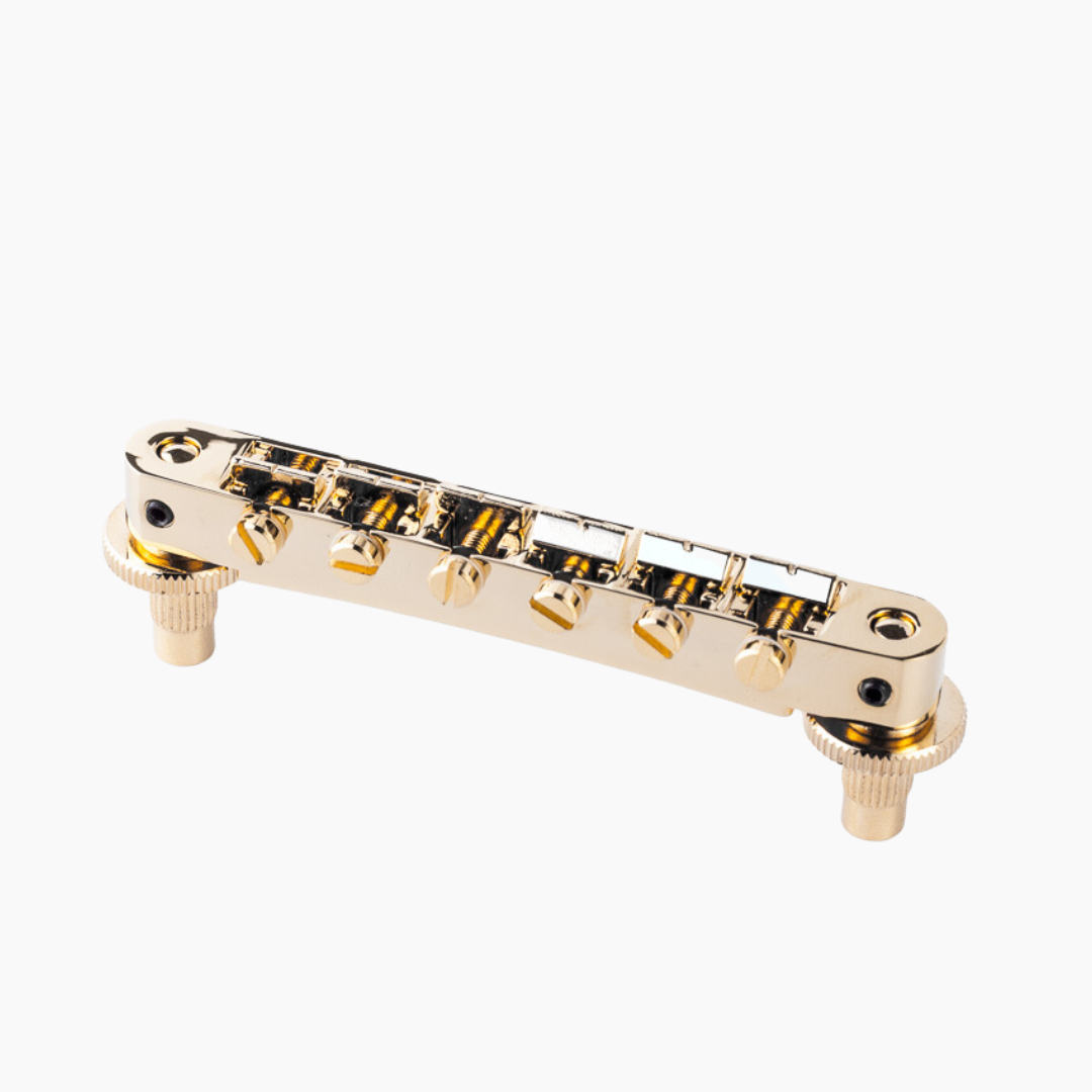 Allparts GB-0533-002 Tonepros NVR2P Nashville Style Tunematic Bridge with Pre-Notched Saddles, Gold