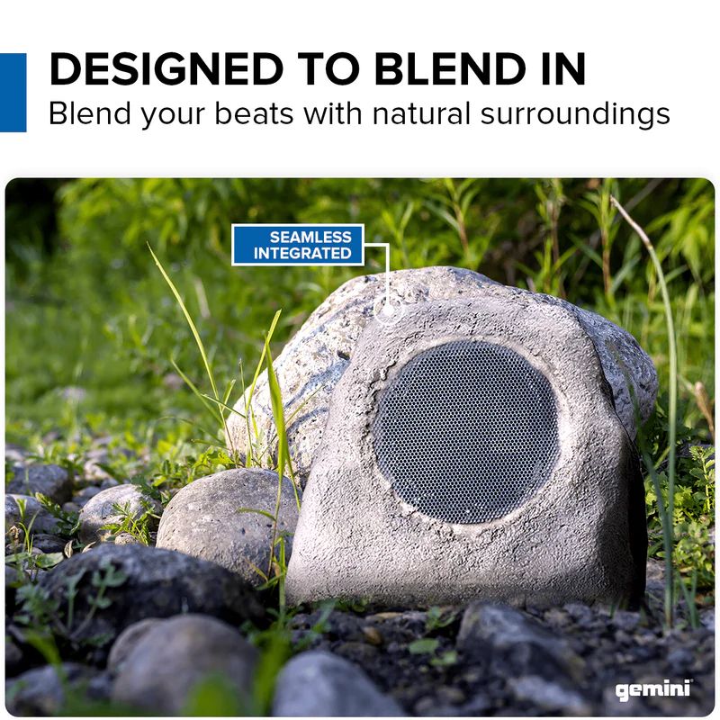 Gemini GHRK-500LTMS Rechargeable Bluetooth® Outdoor Solar Rock LED Speaker w/ Multilink