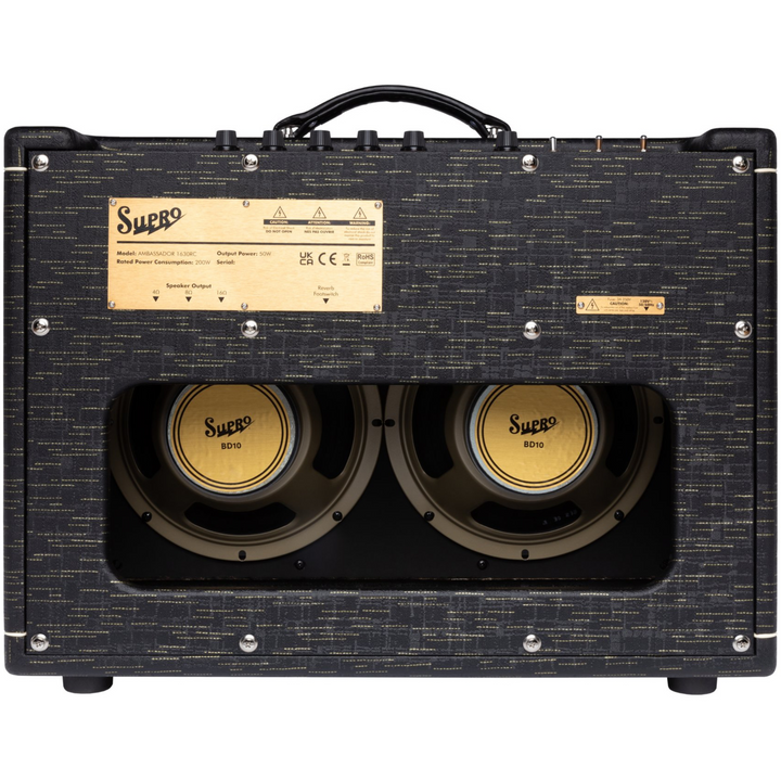 Supro 1630RCBLK Ambassador Custom 2 x 10-inch 50-watt Tube Combo Amplifier - Black