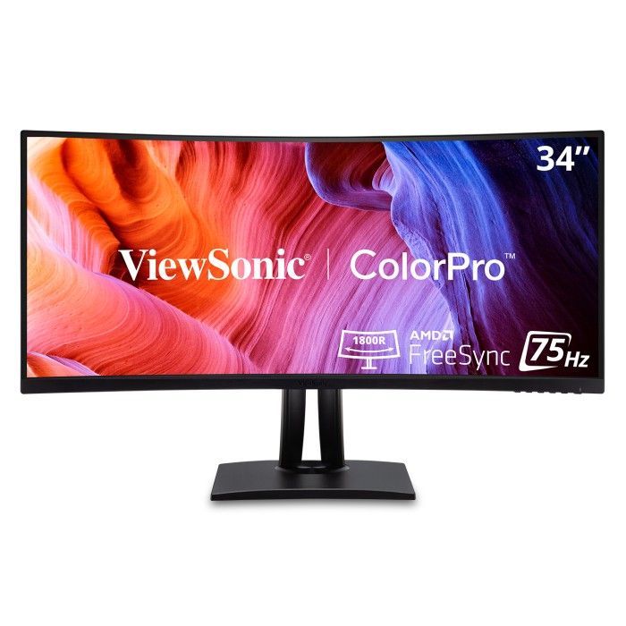 Viewsonic VP3456A 34" ColorPro Curved IPS Monitor  UWQHD 3440x1440, USB-C 100W, RJ45, 75Hz, sRGB, FreeSync