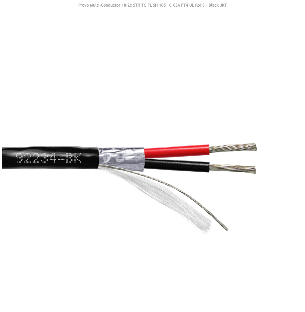 Provo Multi-Conductor 18-2c STR TC FL SH 105° C CSA FT4 UL RoHS – Black JKT 300m box