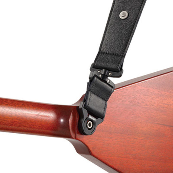 D'Addario 25BALSV00 2.5" Comfort Leather Guitar Strap with Swivel (Black)