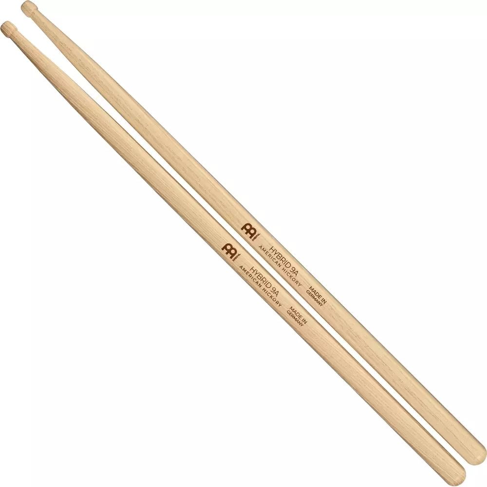 Meinl SB133 Hybrid 9A Drumstick, Hickory, Medium, Hybrid tip, Pair
