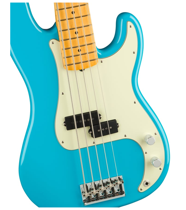 Fender American Professional II Precision Bass V Maple Fingerboard Electric Bass Guitar - Miami Blue