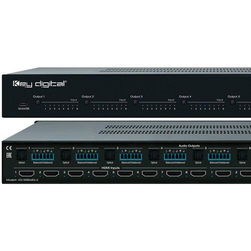 Key Digital KD-MS8x8G-2 8x8 4K HDMI Matrix Switcher w/ Audio Switching & Audio De-Embedding