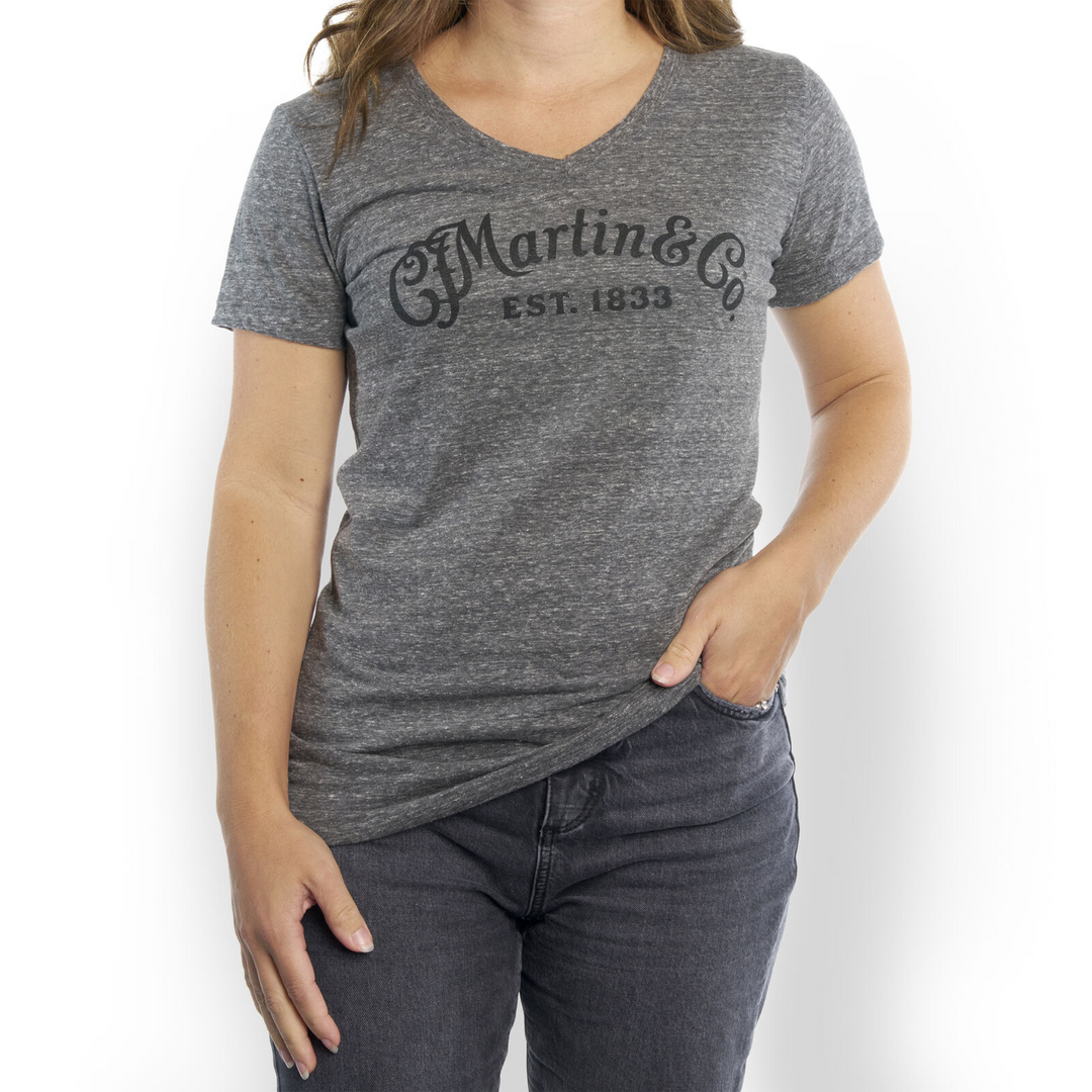 Martin 18CW0087XL CL  Women's T SS V-neck Black Logo Smoke - XL