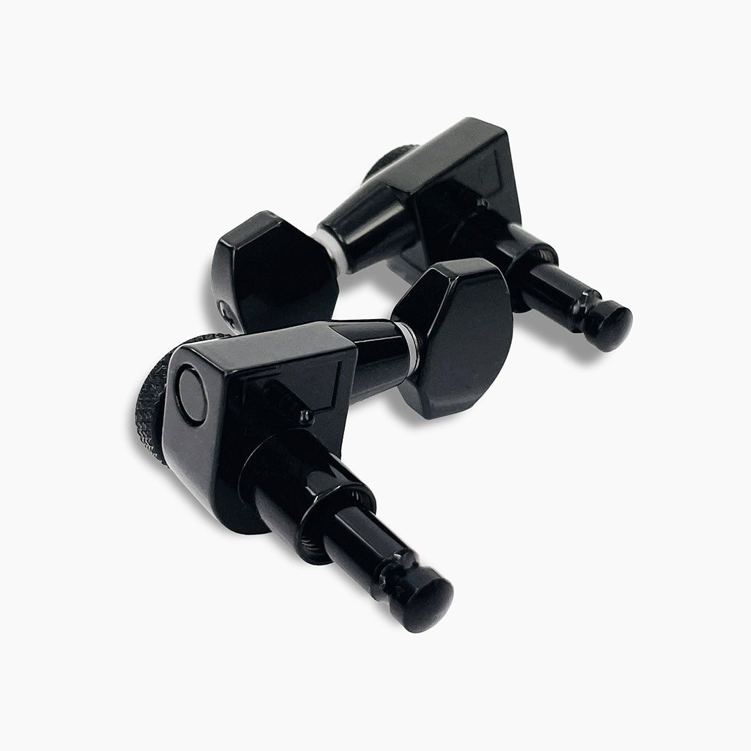 Allparts TK-7108-003 True-Lok Mid-Size Modern Style Locking Tuners - 3x3, Single Pin, Black