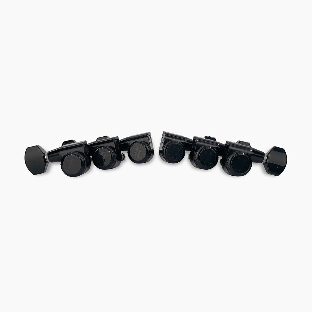 Allparts TK-7108-003 True-Lok Mid-Size Modern Style Locking Tuners - 3x3, Single Pin, Black