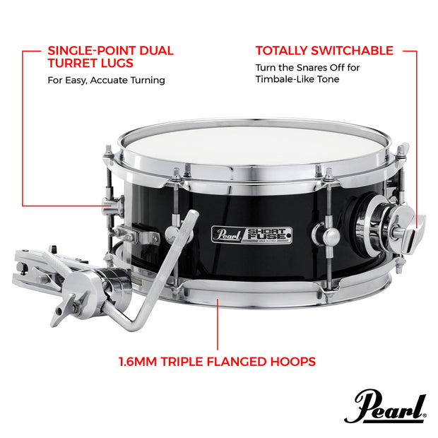 Pearl SFS10C708 -Short Fuse 10''x4.5'' Snare Drum with Mount and Clamp/ Grindstone Sparkle