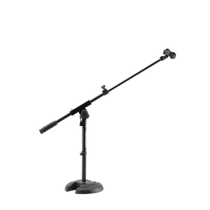 Hercules MS120BPRO Low Profile Round Base Microphone Stand with Telescopic Boom & EZ Microphone Clip